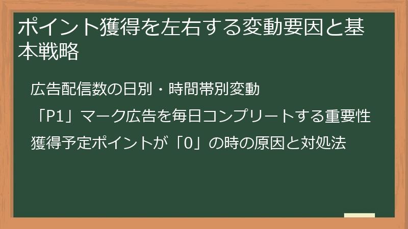 ポイント獲得を左右する変動要因と基本戦略
