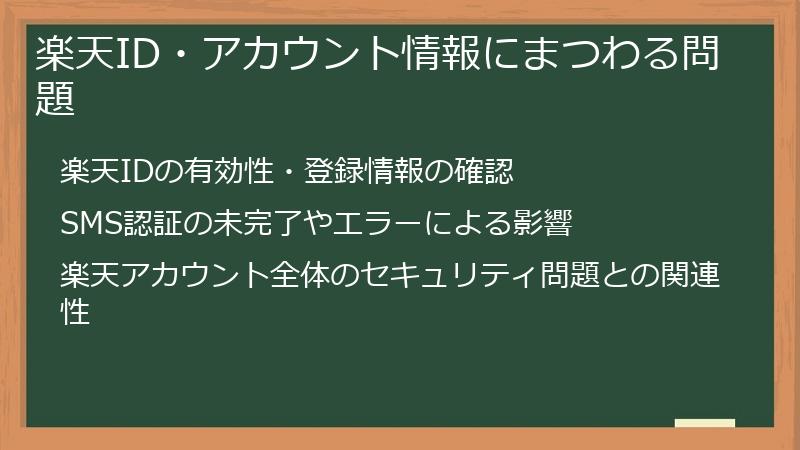 楽天ID・アカウント情報にまつわる問題