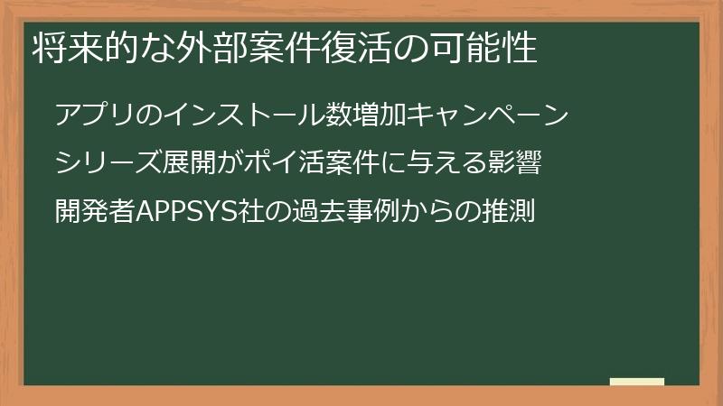 将来的な外部案件復活の可能性