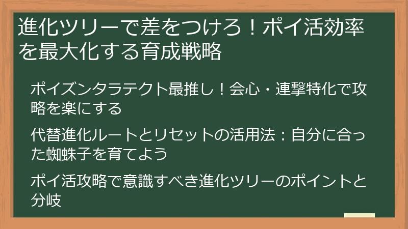 進化ツリーで差をつけろ！ポイ活効率を最大化する育成戦略