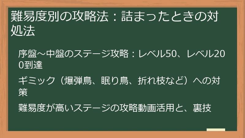 難易度別の攻略法：詰まったときの対処法