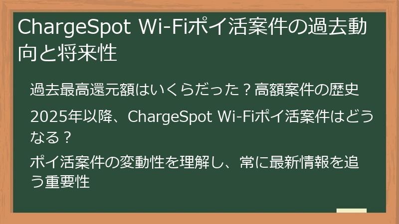 ChargeSpot Wi-Fiポイ活案件の過去動向と将来性