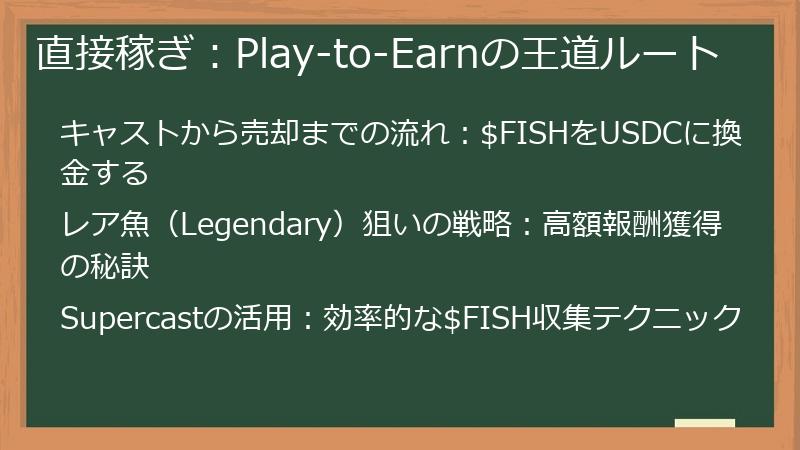 直接稼ぎ：Play-to-Earnの王道ルート