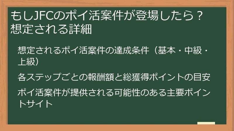 もしJFCのポイ活案件が登場したら？想定される詳細