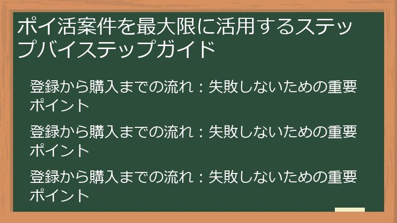 ポイ活案件を最大限に活用するステップバイステップガイド