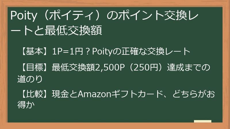Poity（ポイティ）のポイント交換レートと最低交換額