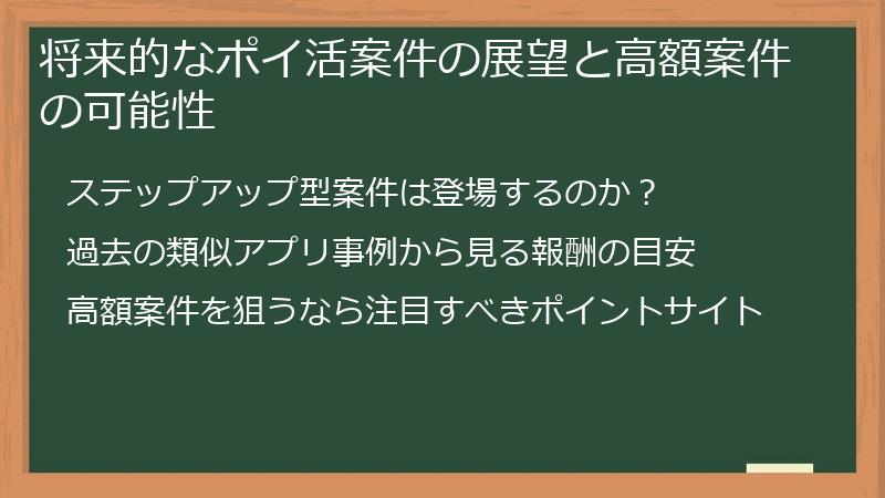 将来的なポイ活案件の展望と高額案件の可能性