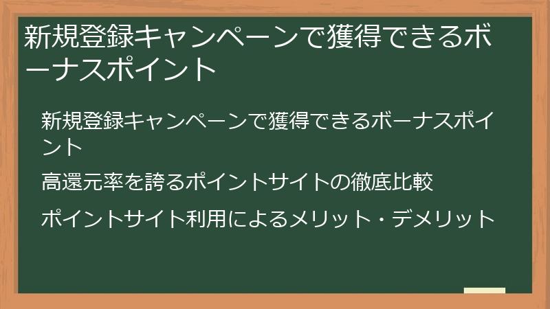 新規登録キャンペーンで獲得できるボーナスポイント