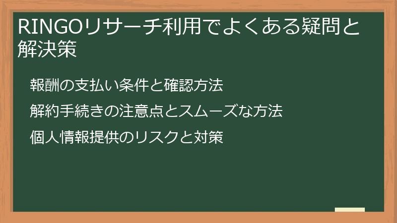 RINGOリサーチ利用でよくある疑問と解決策