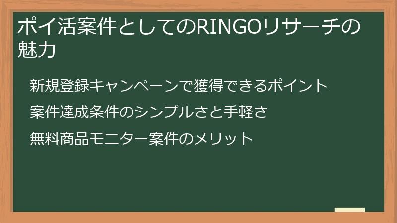 ポイ活案件としてのRINGOリサーチの魅力