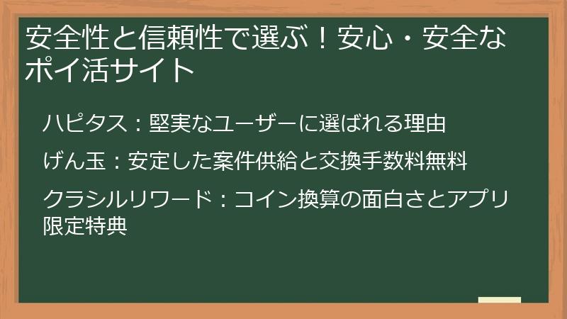 安全性と信頼性で選ぶ！安心・安全なポイ活サイト