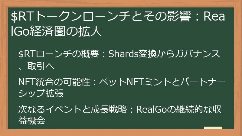 $RTトークンローンチとその影響：RealGo経済圏の拡大