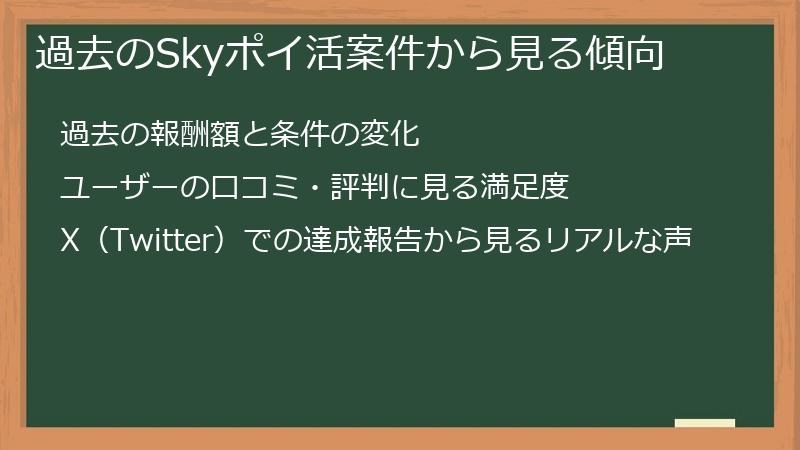 過去のSkyポイ活案件から見る傾向