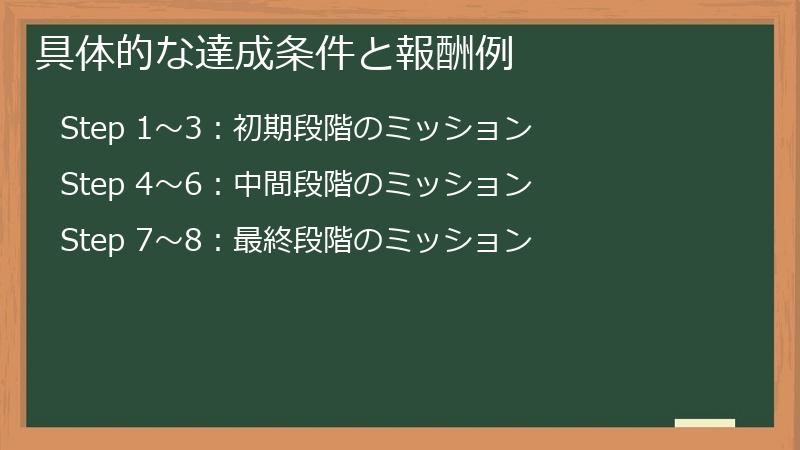 具体的な達成条件と報酬例