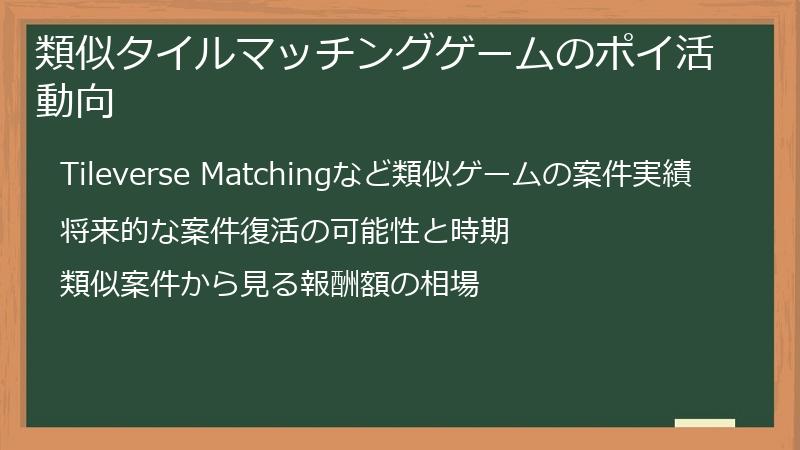 類似タイルマッチングゲームのポイ活動向