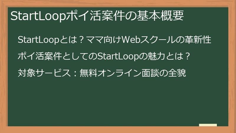StartLoopポイ活案件の基本概要