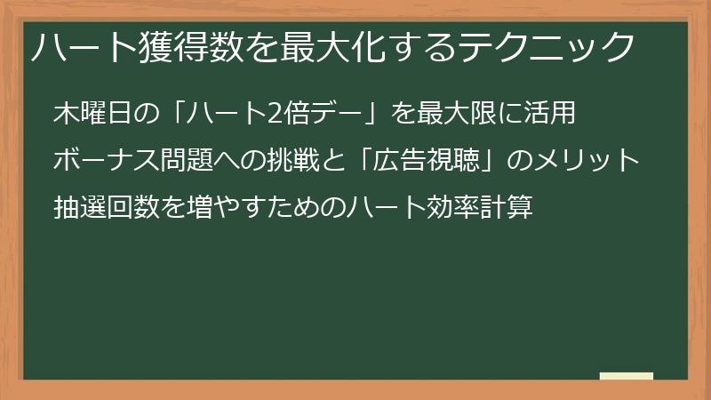 ハート獲得数を最大化するテクニック
