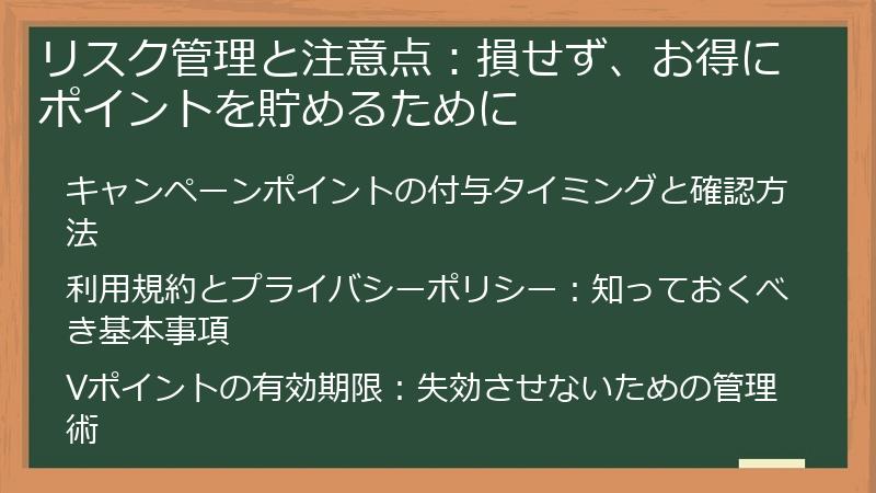 リスク管理と注意点：損せず、お得にポイントを貯めるために