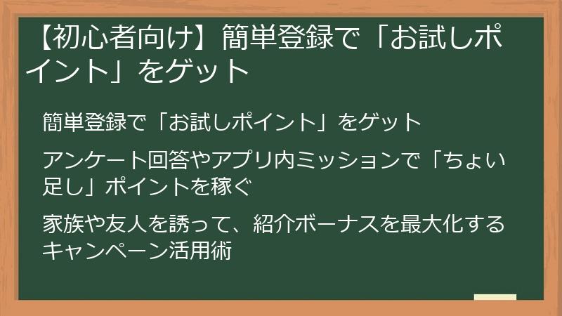 【初心者向け】簡単登録で「お試しポイント」をゲット
