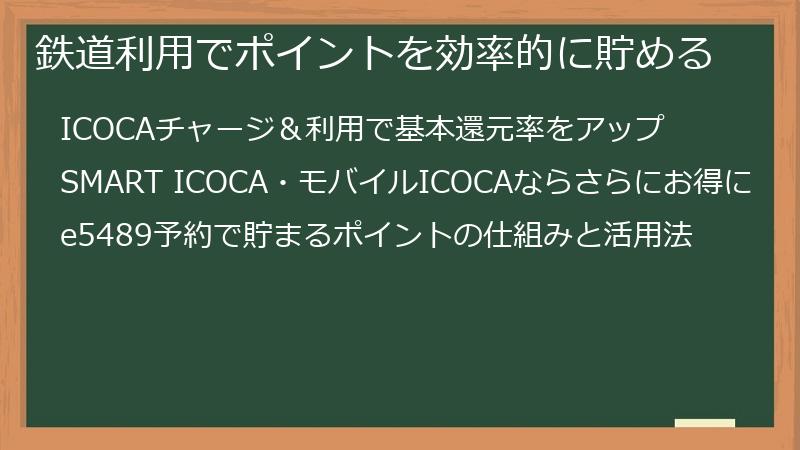 鉄道利用でポイントを効率的に貯める