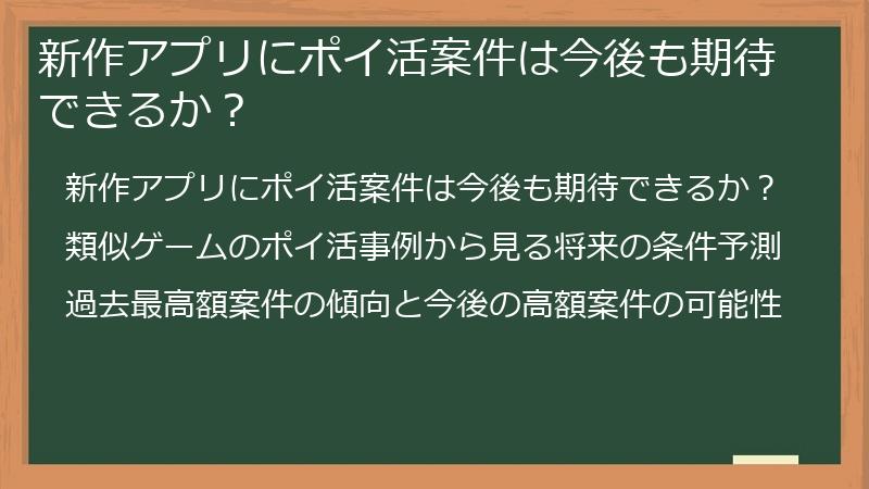 新作アプリにポイ活案件は今後も期待できるか？