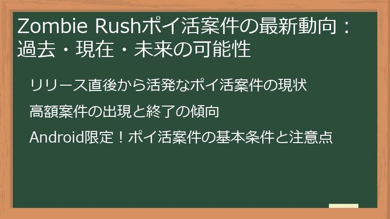 Zombie Rushポイ活案件の最新動向：過去・現在・未来の可能性
