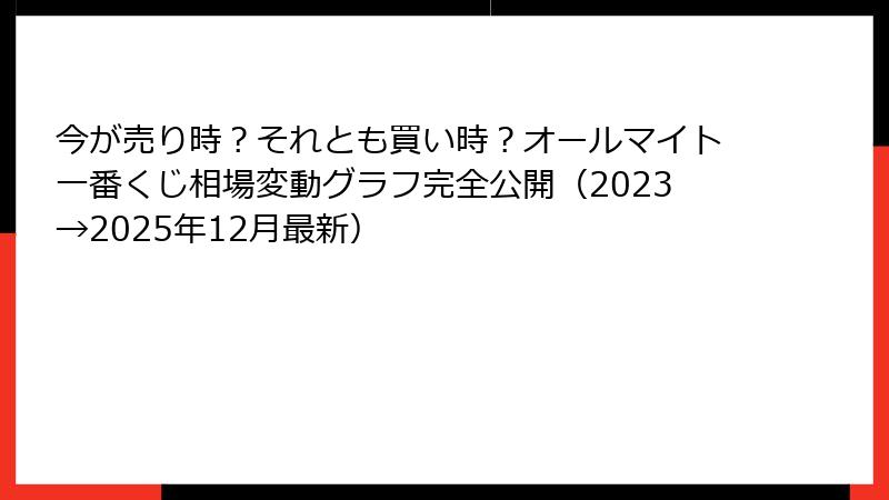 今が売り時？それとも買い時？オールマイト一番くじ相場変動グラフ完全公開（2023→2025年12月最新）