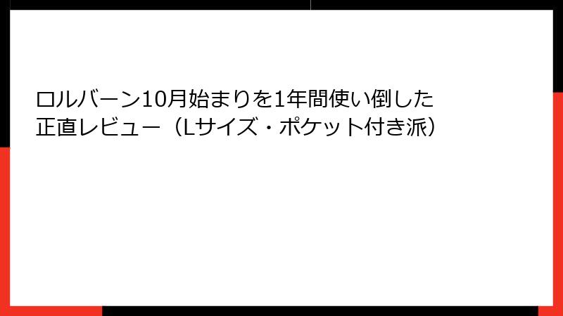 ロルバーン10月始まりを1年間使い倒した正直レビュー（Lサイズ・ポケット付き派）