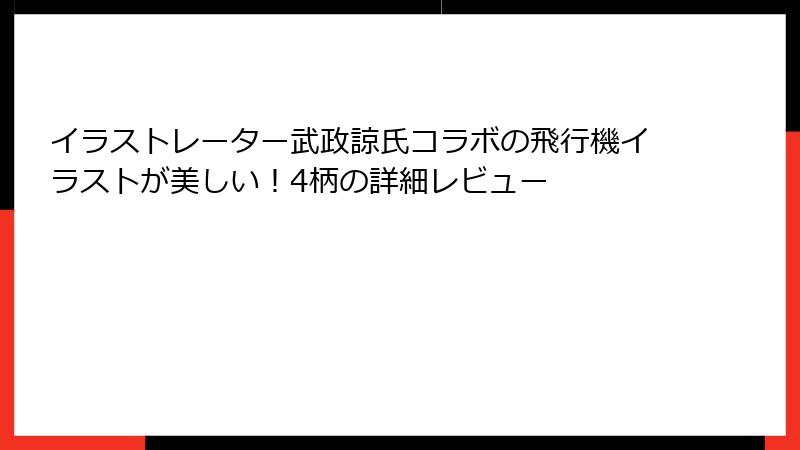 イラストレーター武政諒氏コラボの飛行機イラストが美しい！4柄の詳細レビュー