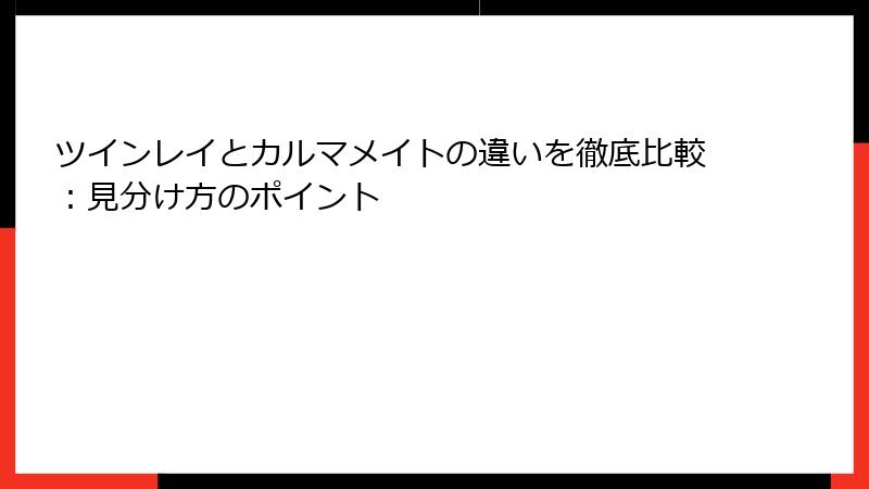 ツインレイとカルマメイトの違いを徹底比較：見分け方のポイント