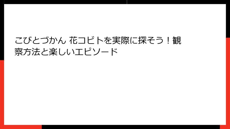 こびとづかん 花コビトを実際に探そう！観察方法と楽しいエピソード