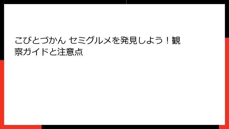 こびとづかん セミグルメを発見しよう！観察ガイドと注意点