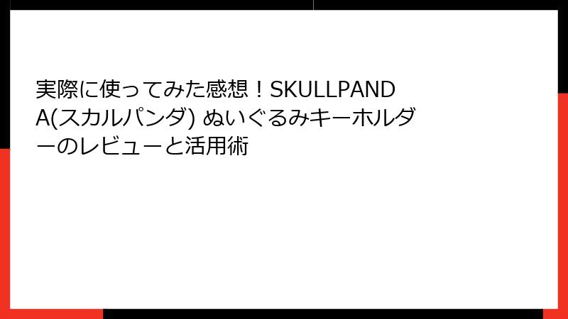 実際に使ってみた感想！SKULLPANDA(スカルパンダ) ぬいぐるみキーホルダーのレビューと活用術