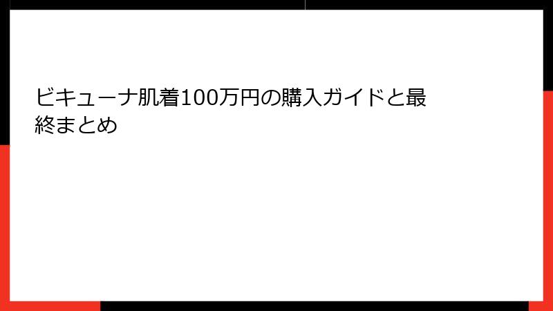 ビキューナ肌着100万円の購入ガイドと最終まとめ