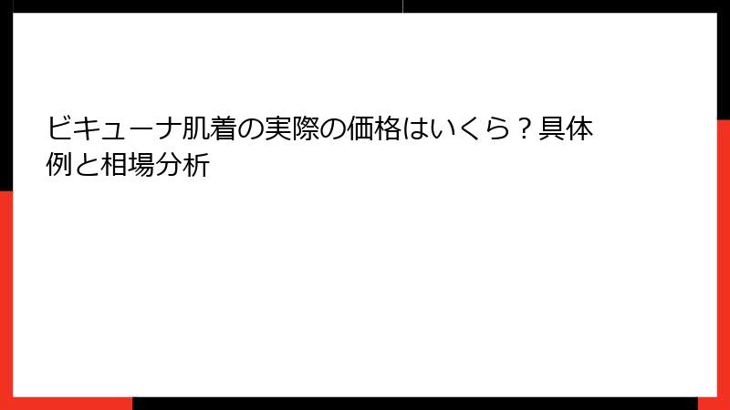 ビキューナ肌着の実際の価格はいくら？具体例と相場分析