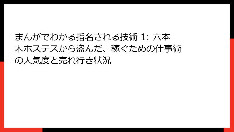 まんがでわかる指名される技術 1: 六本木ホステスから盗んだ、稼ぐための仕事術 の人気度と売れ行き状況