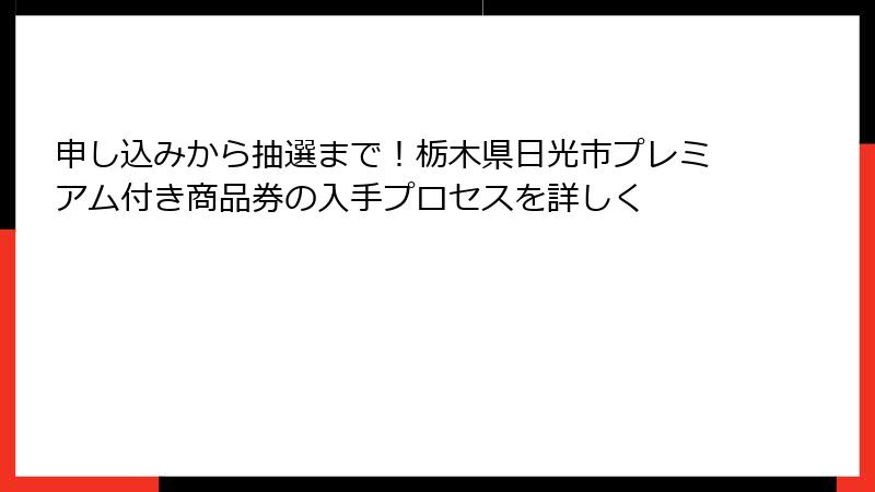 申し込みから抽選まで！栃木県日光市プレミアム付き商品券の入手プロセスを詳しく