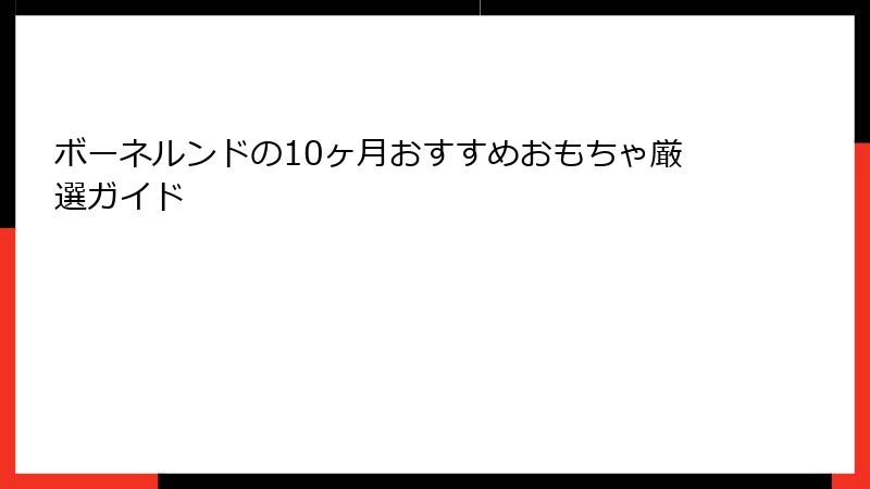 ボーネルンドの10ヶ月おすすめおもちゃ厳選ガイド