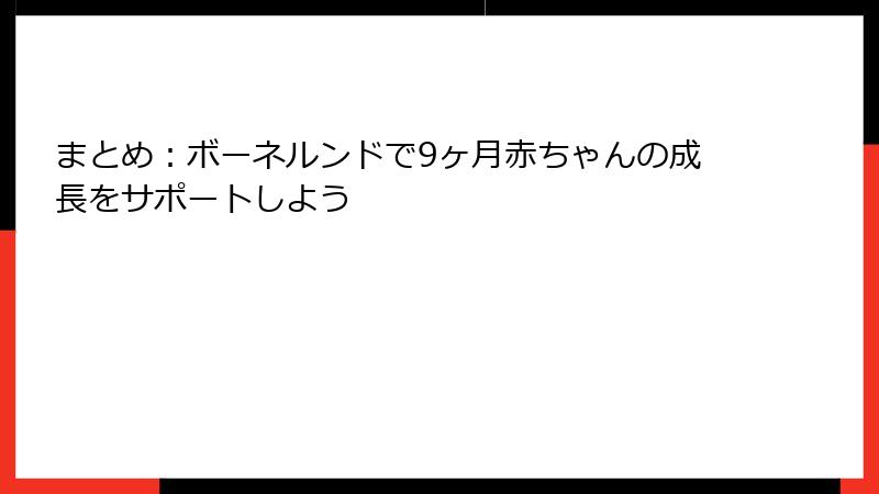 まとめ：ボーネルンドで9ヶ月赤ちゃんの成長をサポートしよう