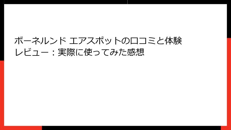 ボーネルンド エアスポットの口コミと体験レビュー：実際に使ってみた感想