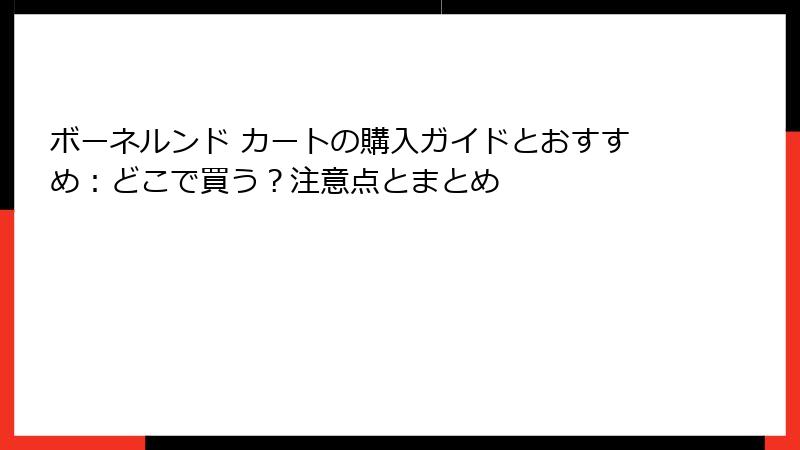 ボーネルンド カートの購入ガイドとおすすめ：どこで買う？注意点とまとめ