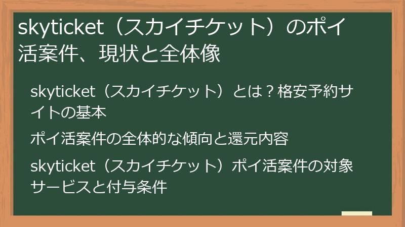 skyticket（スカイチケット）のポイ活案件、現状と全体像
