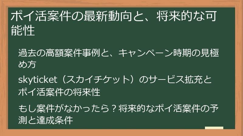 ポイ活案件の最新動向と、将来的な可能性