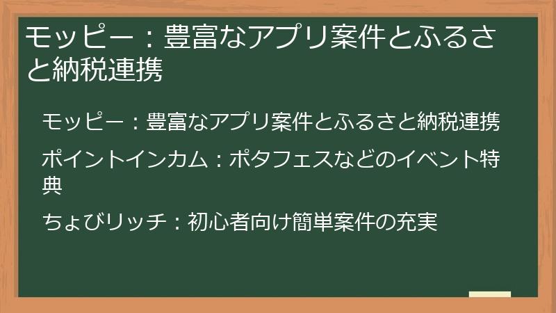 モッピー：豊富なアプリ案件とふるさと納税連携