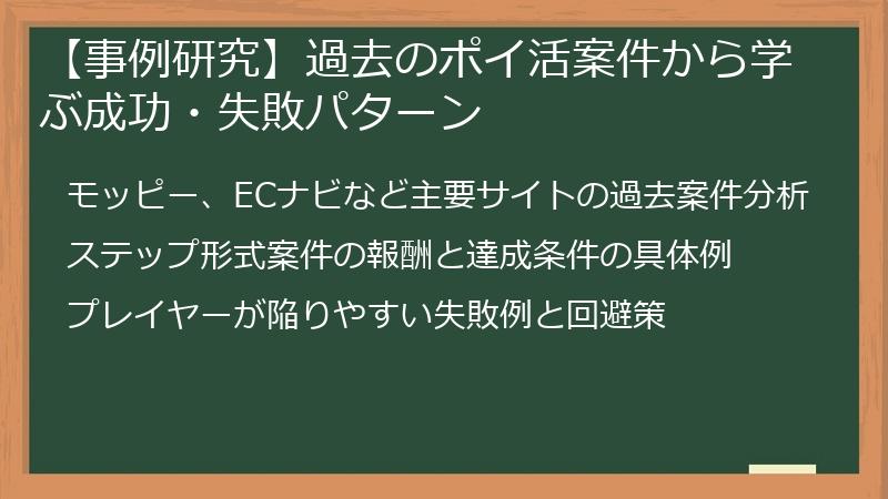 【事例研究】過去のポイ活案件から学ぶ成功・失敗パターン