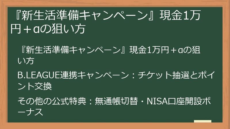 『新生活準備キャンペーン』現金1万円＋αの狙い方