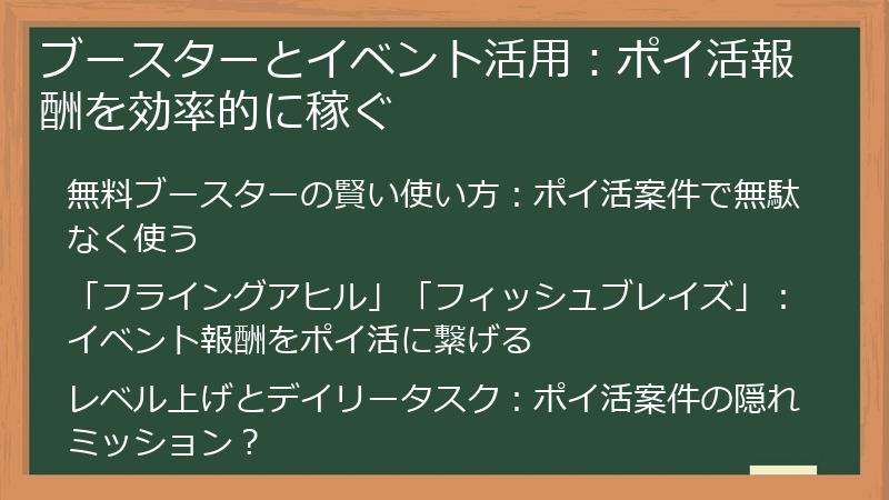 ブースターとイベント活用：ポイ活報酬を効率的に稼ぐ