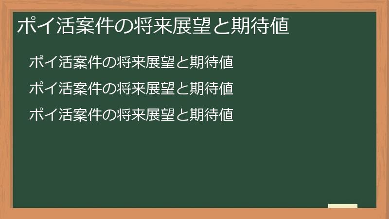 ポイ活案件の将来展望と期待値