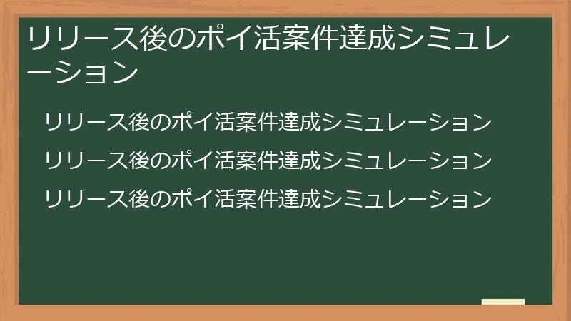 リリース後のポイ活案件達成シミュレーション
