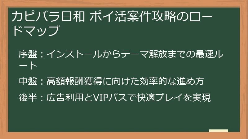カピバラ日和 ポイ活案件攻略のロードマップ